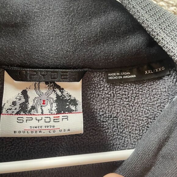 Spyder Sweater Mens 2XL XXL Gray Quarter Zip Waffle Knit Pullover Mock Neck Logo - Picture 6 of 11